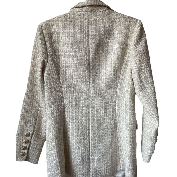 Belle & Bloom Princess Polina BEIGE Tweed Button Blazer Cream MSRP $219 Medium - Picture 7 of 10